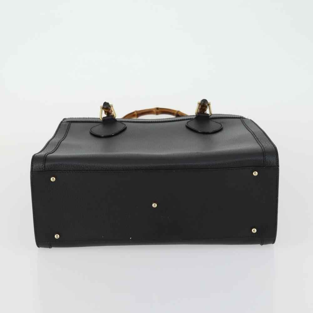 GUCCI Bamboo Hand Bag Leather Black Gold 002 1186 0260 Auth 156902 - Picture 5 of 16